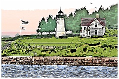 Warwick Harbor Light - Digital Painting